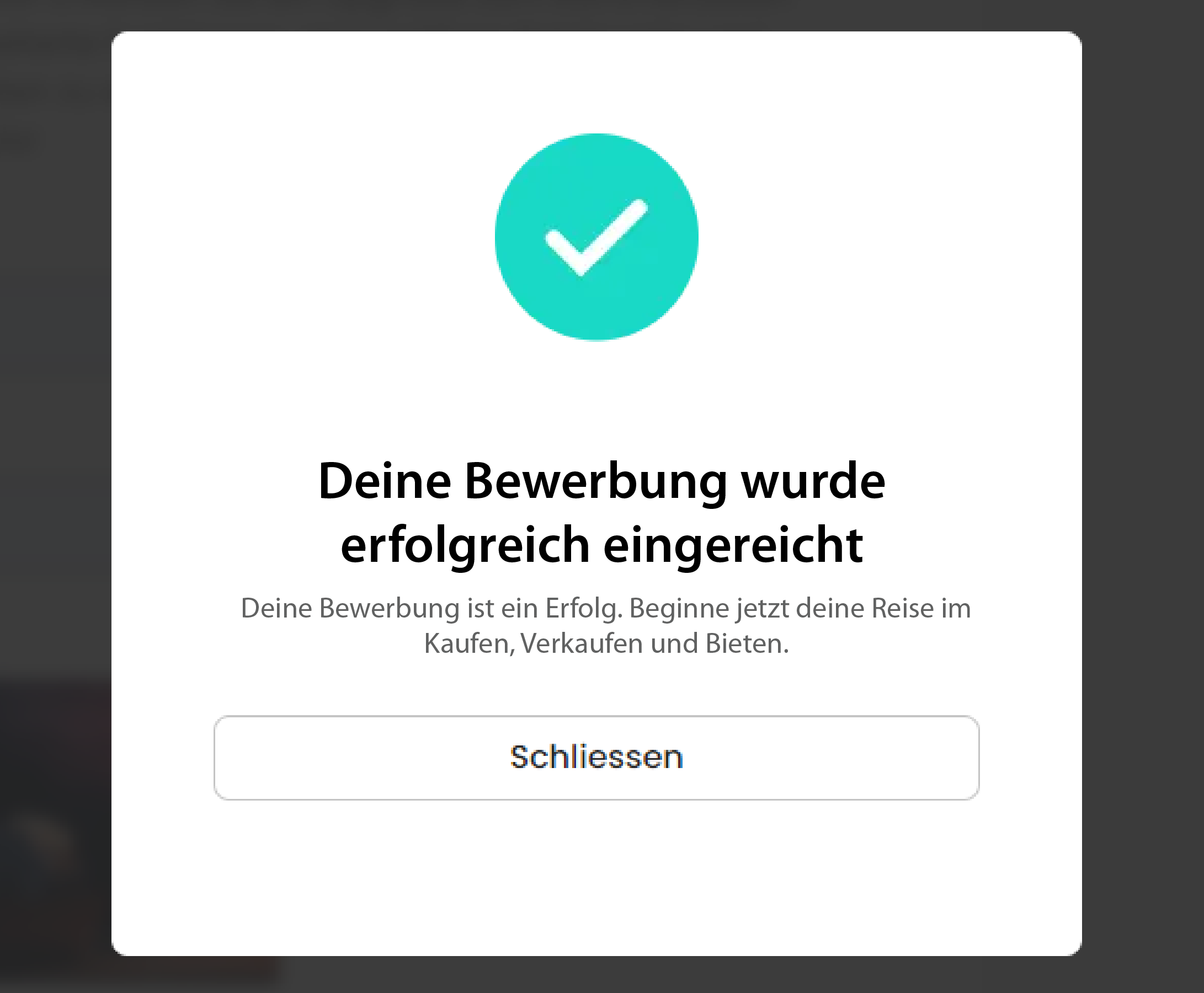 Deine Bewerbung wurde erfolgreich eingereicht