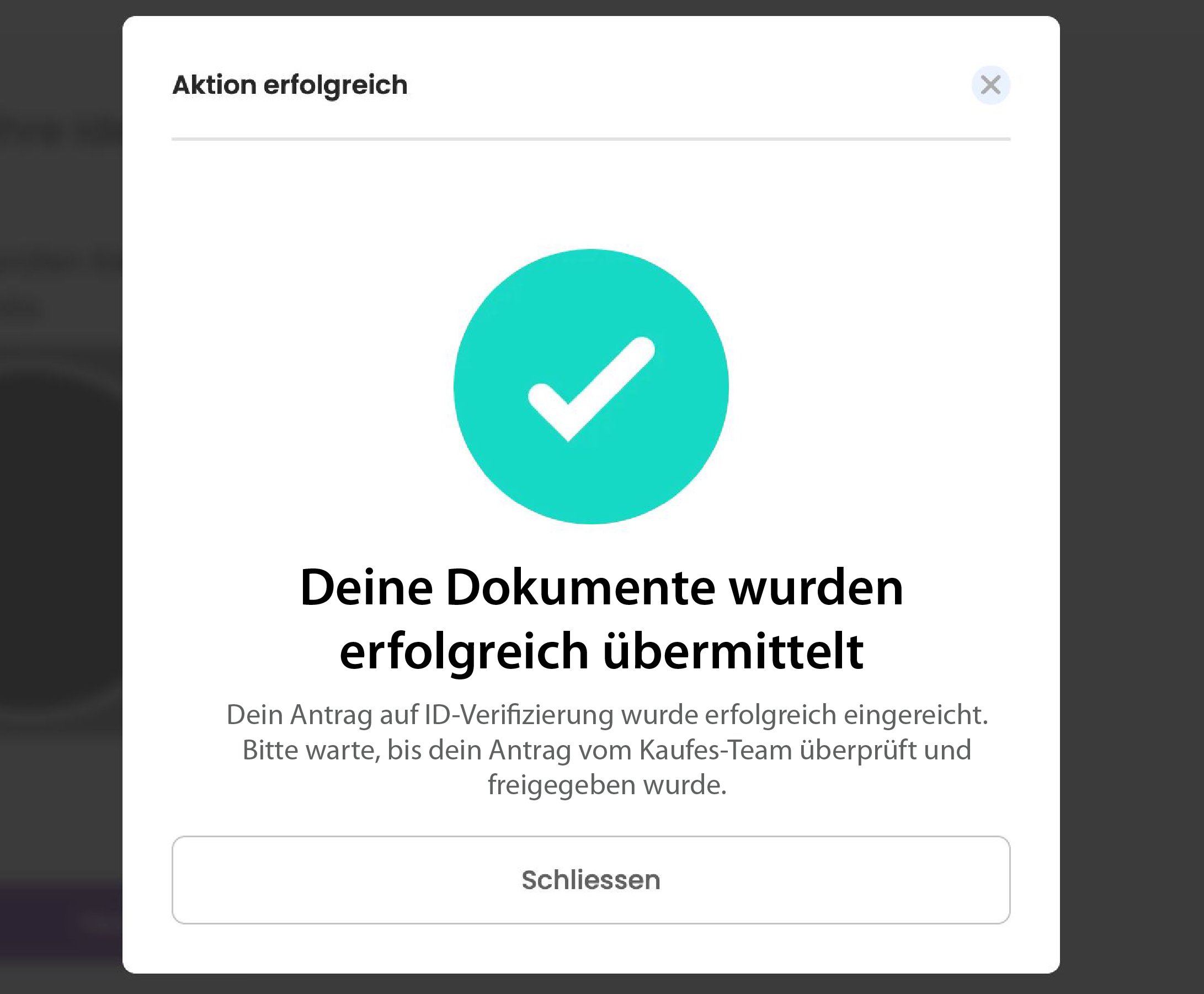 Deine Dokumente wurden erfolgreich übermittelt