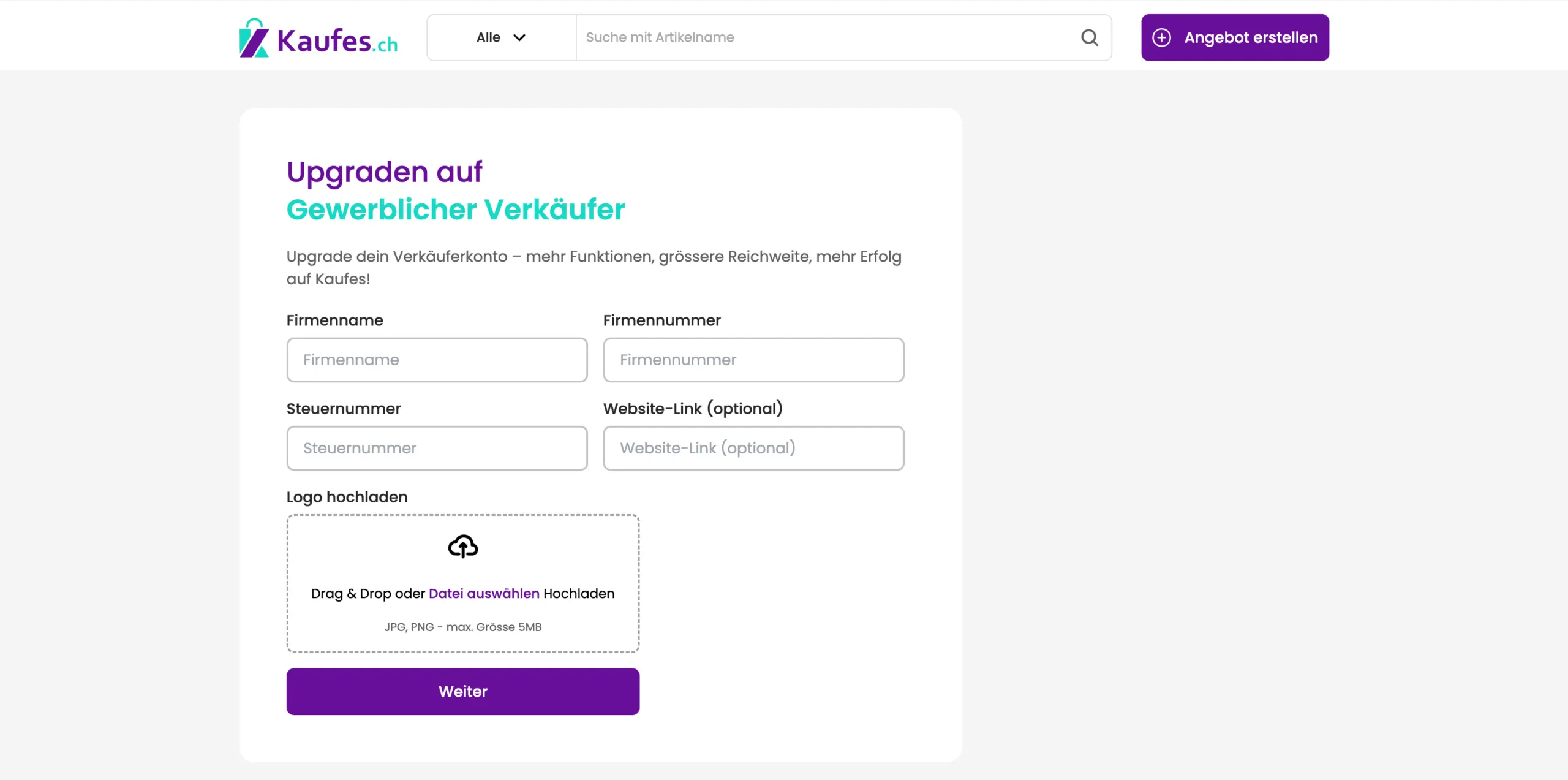 Upgrade zum gewerblichen Verkäufer